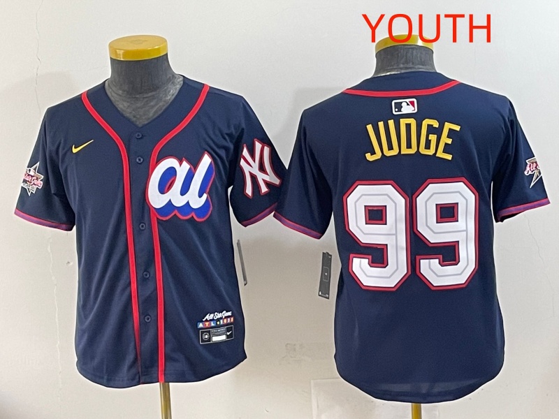 Youth 2025 New York Yankees 99 Judge Drak Blue All star Blank Blue Nike MLB Jersey style